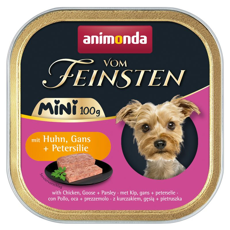 animonda Vom Feinsten Mini, Hundefutter, Huhn, Gans & Petersilie, 100 g, für kleine Hunde, hochwertige Zutaten.