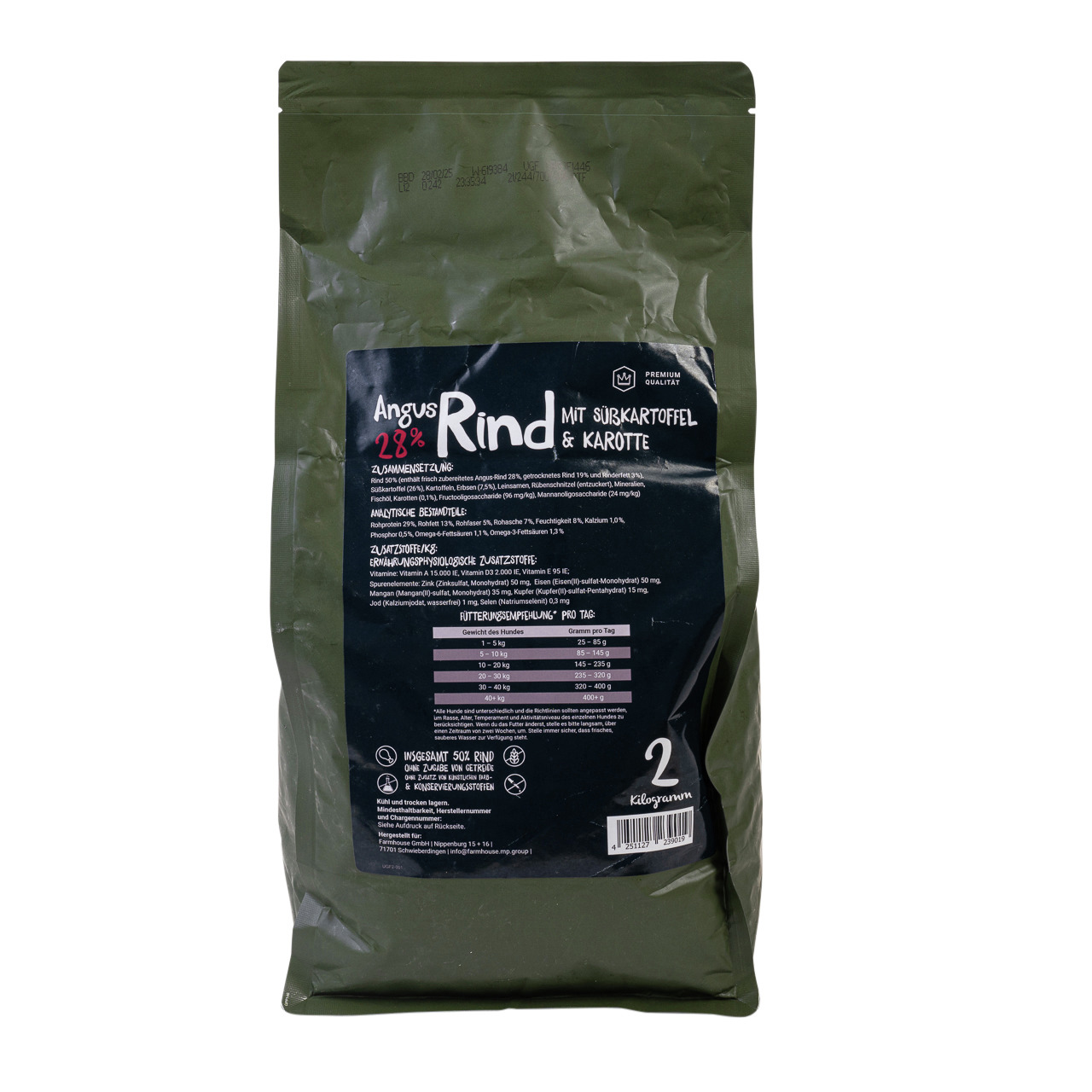 Lottis Häppchen Angus Rind m. Süßkartoffel & Karotte, Hunde, 28 % Angus-Rind, 2 kg, Premium, getreidefrei.