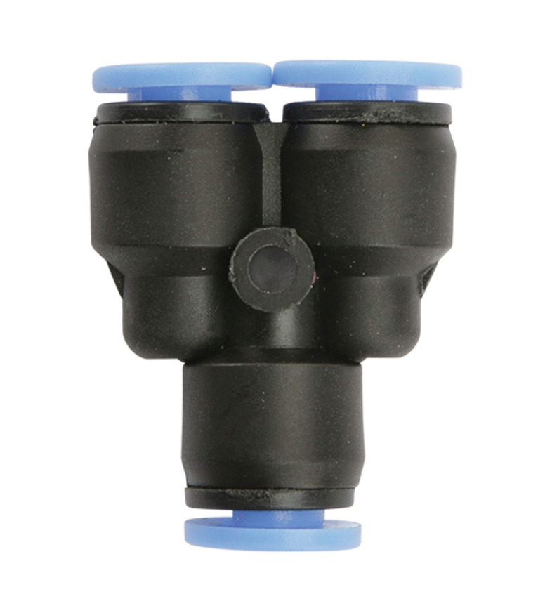 Exo Terra Y-Verbinder, schwarz, 3 blaue Anschlüsse, Zubehör für Beregnungsanlage, effiziente Wasserverteilung in Terrarien.