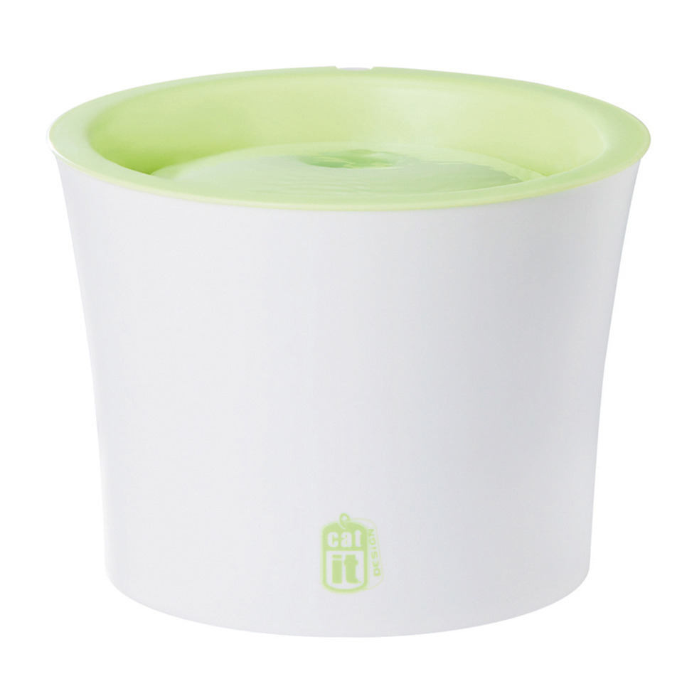 Catit Design Fresh & Clear Trinkbrunnen, Katzen & kl. Hunde, modernes Design, frisches Wasser, Hydration, weiß/grün.