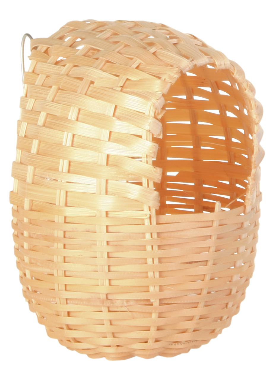 TRIXIE Nistkasten, Naturmaterial, für Wellensittiche-Kanarienvögel, oval, offene Vorderseite, Metallhaken, innen-außen geeignet.