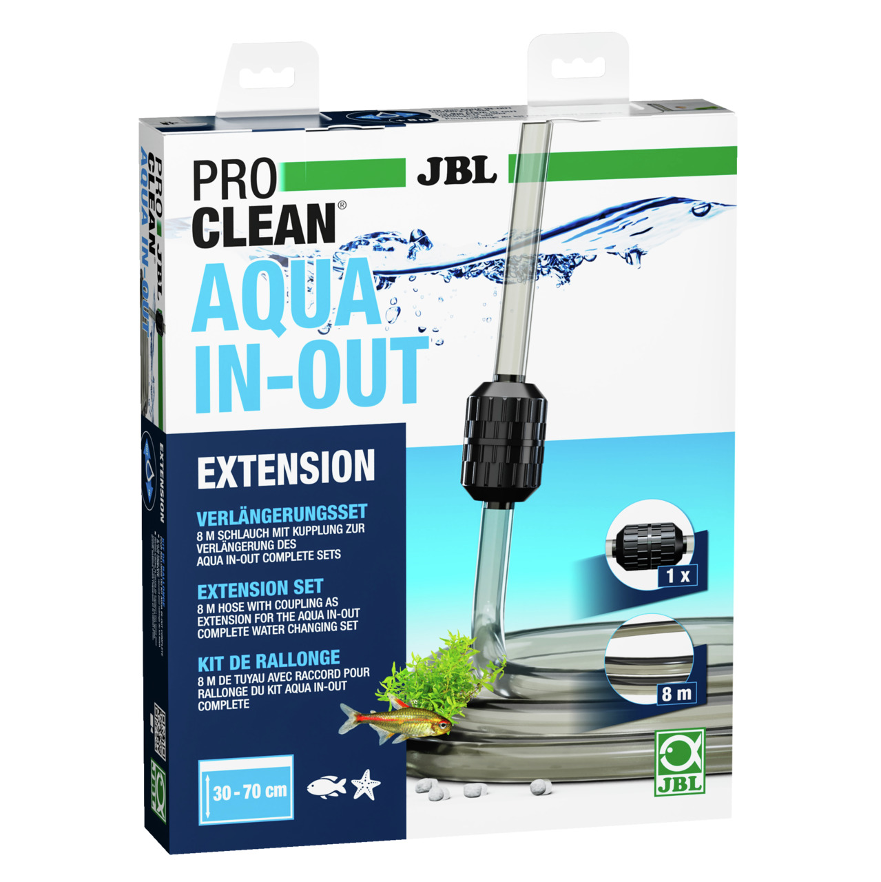 JBL ProClean Aqua In-Out Extension: Verlängerungsset für Aquarien, 8m Schlauch mit Kupplung, für Aquarienbesitzer.