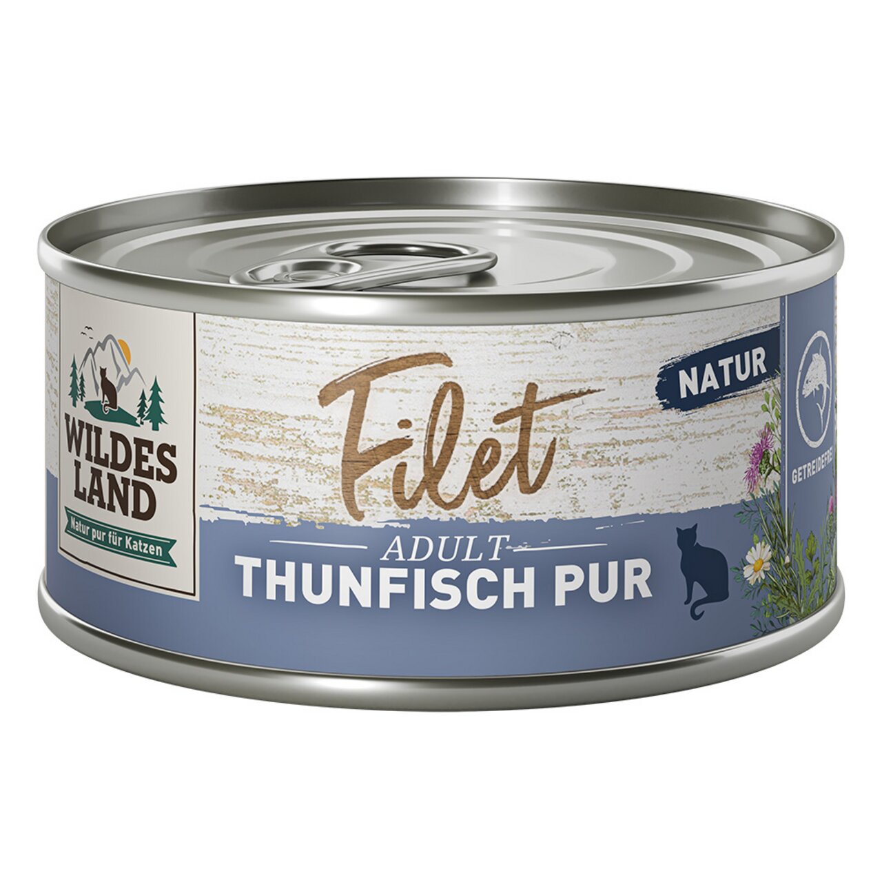 Wildes Land Filet Adult Thunfisch Pur, für ausgewachsene Katzen, getreidefrei, Natur-Linie, 85 g.