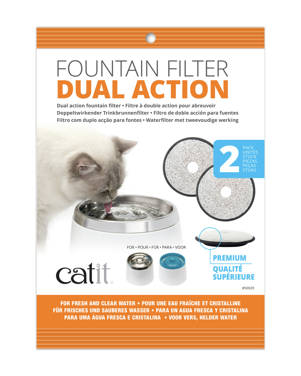 Catit Fountain Filter Dual Action: Trinkbrunnenfilter f. Katzen, 2 Stk., doppelte Filtration f. sauberes Wasser.