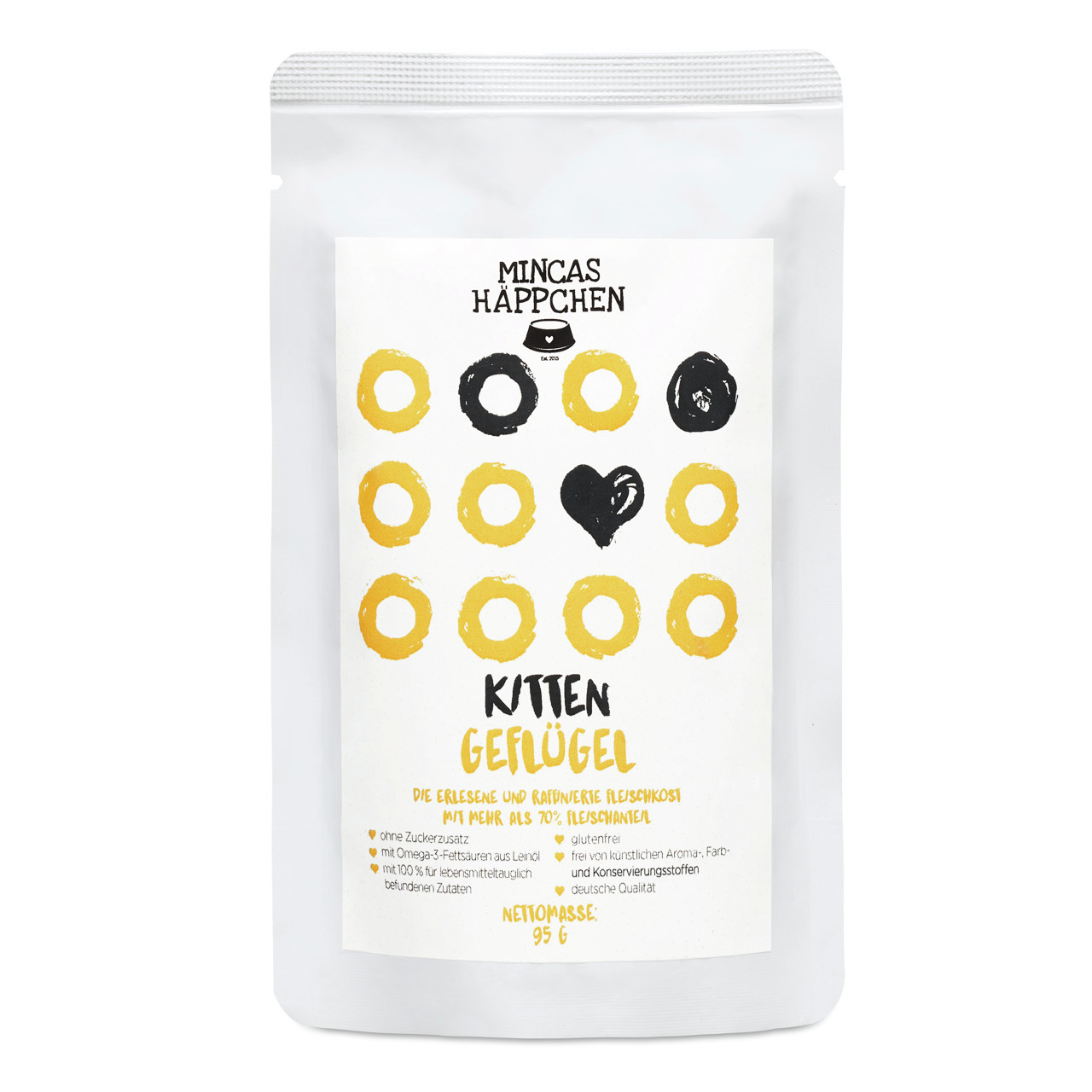 Mincas MINCAS HÄPPCHEN Nassfutter f. ausgewachsene Katzen, Geschmacksrichtung Huhn, 400 g, hochwertig & ausgewogen.