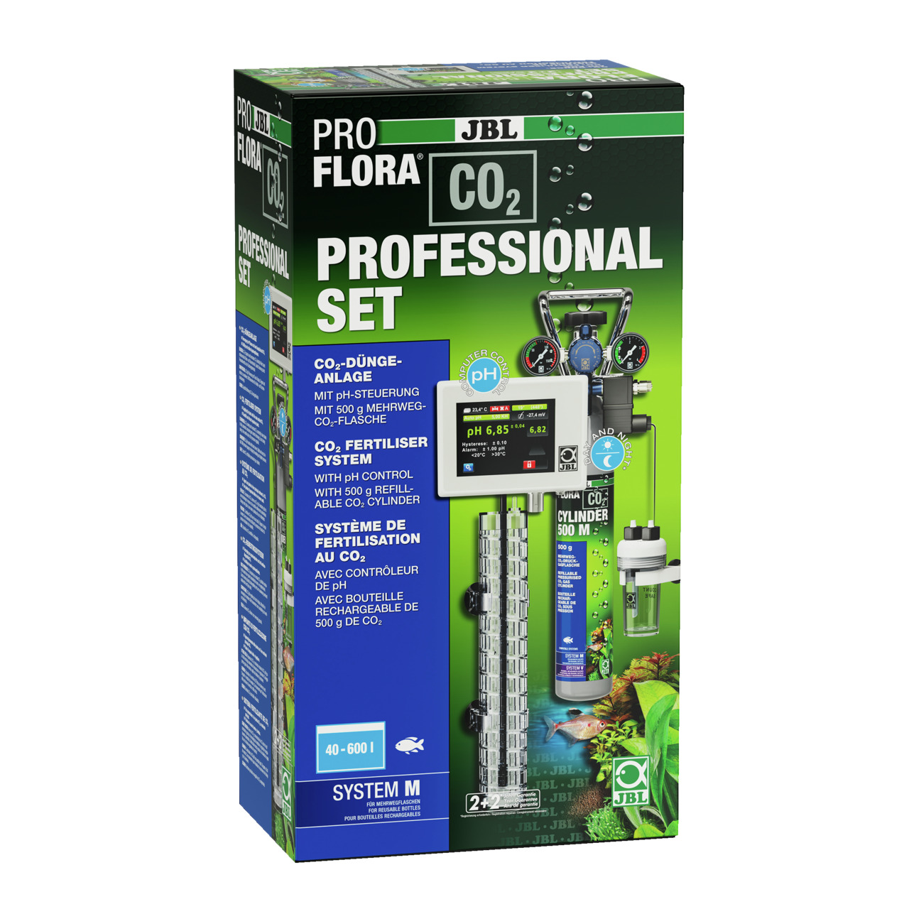 JBL ProFlora CO2 Professional Set: CO2-Düngesystem für Aquarienpflanzen, 500 g Flasche, pH-Controller, Zubehör, für Aquarienbesitzer.