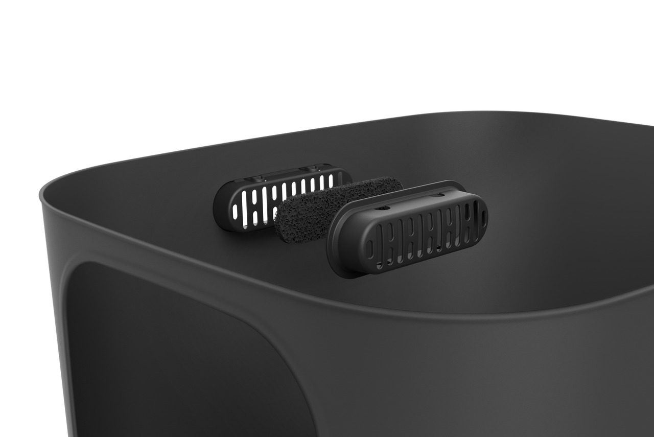 Rotho Bio-Komposteimer, schwarz, mit Aktivkohlefilter zur Geruchsneutralisierung, modernes Design, ideal für Bioabfälle im Haushalt.