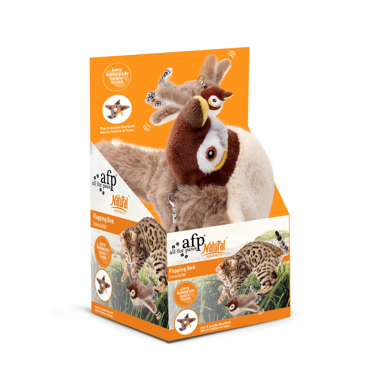 AFP All for Paws Natural Instincts Flapping Bird Katzenspielzeug für Katzen, Vogel mit flatternden Flügeln, langlebig batteriebetrieben