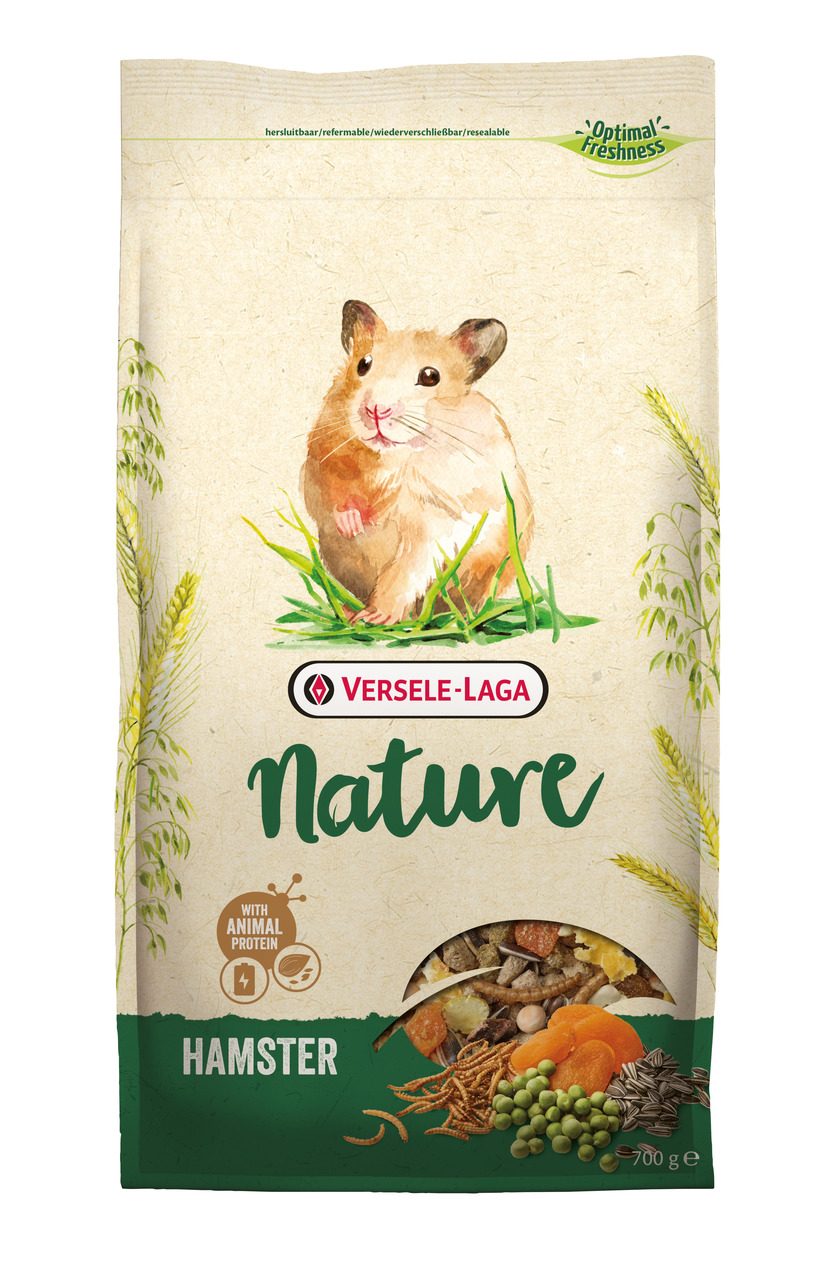 Versele-Laga Nature Hamster: Futter für Hamster mit tierischem Protein, Gemüse & Samen. Wiederverschließbar, 700 g.