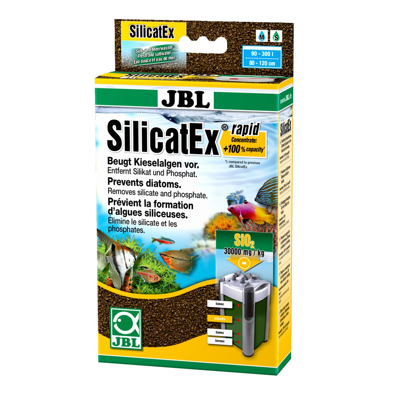 JBL SilicatEx Rapid, Filtermedium f. Süß--Meerwasseraquarien, gegen Kieselalgen, entfernt Silikat-Phosphat, 3000 mg-kg SiO2.