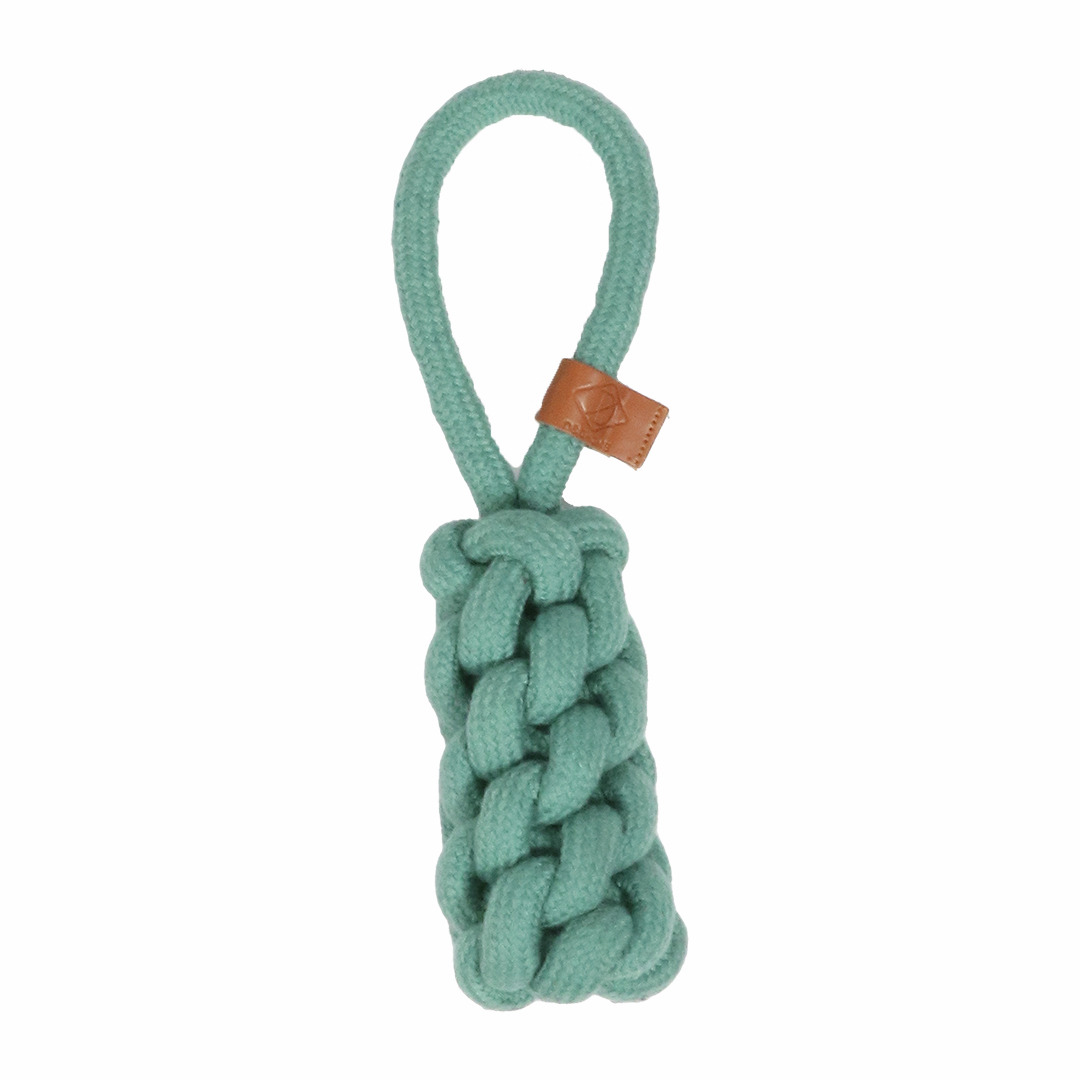D&D Hundespielzeug "Knotted Tug", mintgrün, Baumwollseil, mit Schlaufe, für alle Hunde, fördert Zahngesundheit, interaktive Spiele.