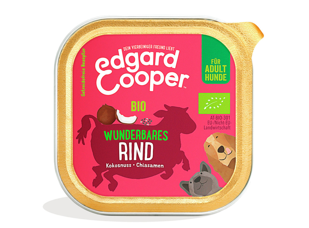 Edgard & Cooper Bio Wunderbares Rind, für ausgewachsene Hunde, Rind mit Kokosnuss & Chiasamen, getreidefrei, Bio-Zutaten.
