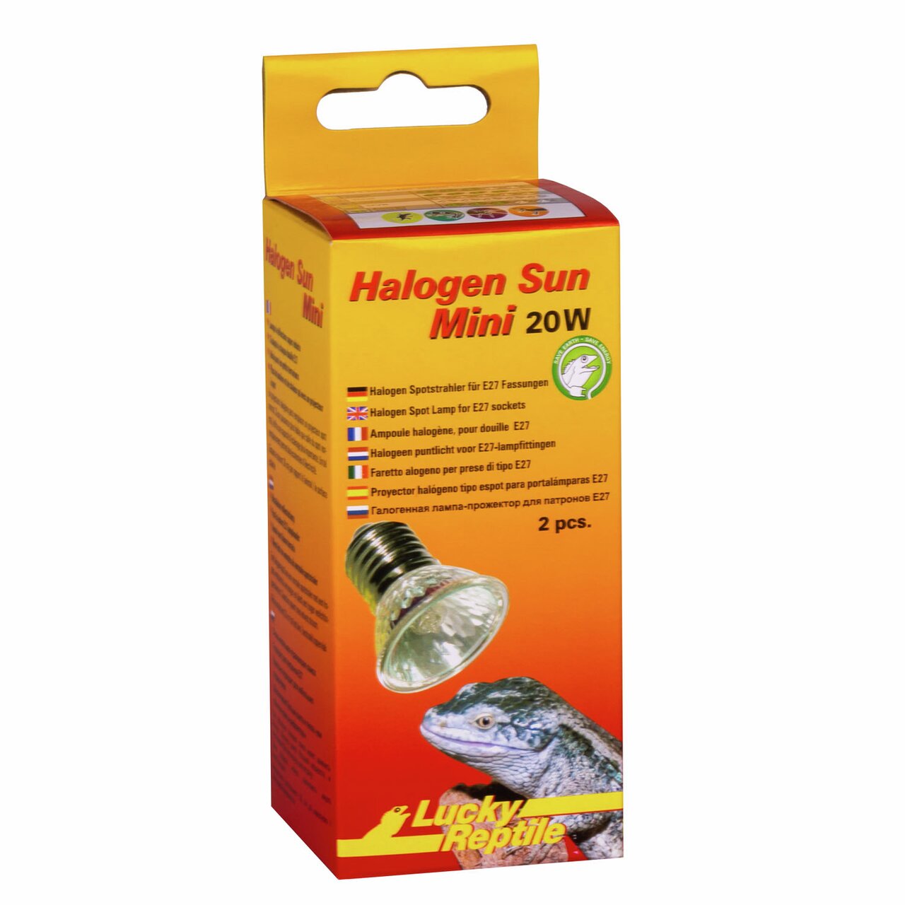 Lucky Reptile Halogen Sun Mini 20W, Halogenlampe für Reptilien (E27), 2 Stk., gelb-orange, ideal für Wärme & Licht.